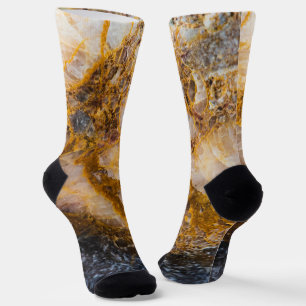 Chaussette Abstraite bronze texture de roche minérale blanche