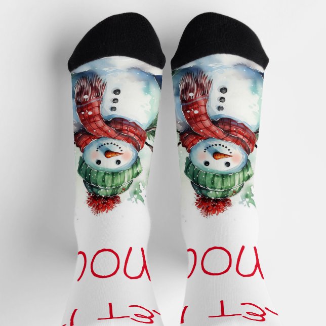 Chaussette Adorable Chaussettes d'équipage Snowman (Haut)