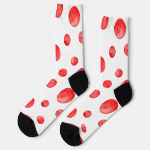 Chaussette Adorables pois à l'aquarelle l Rouge et blanc