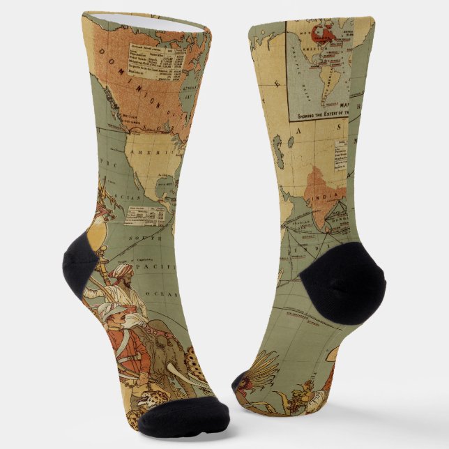 Chaussette Affiche de la carte du monde de l'Empire britanniq (Angulaire)