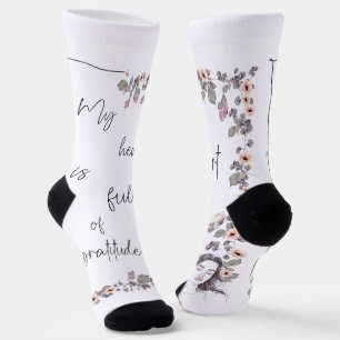 Chaussette Affirmation de gratitude. Floraison de l'état d'es