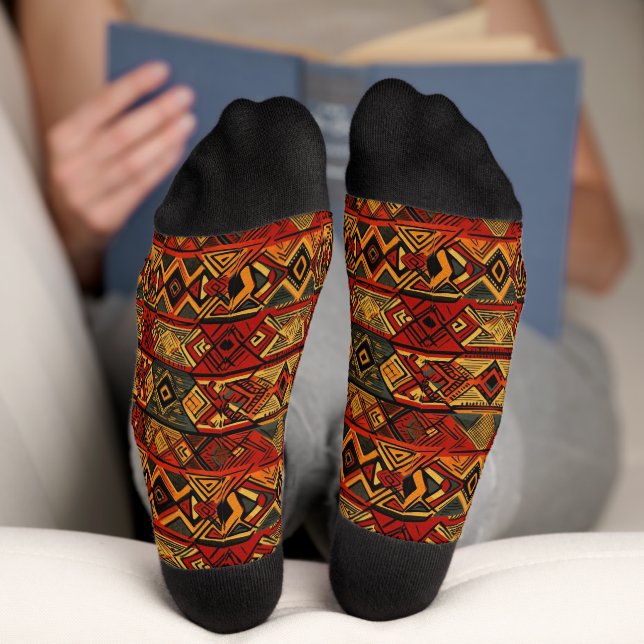 Chaussette Afrique Amhara Éthiopie Motif ethnique 3 (Fond)