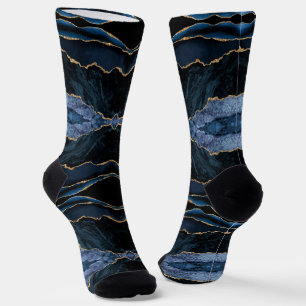 Chaussette Agate Marine Blue Gold Parties scintillant Chausse
