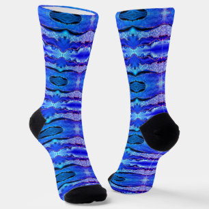 Chaussette Agate Ocean Blue Gold Parties scintillant Chausset