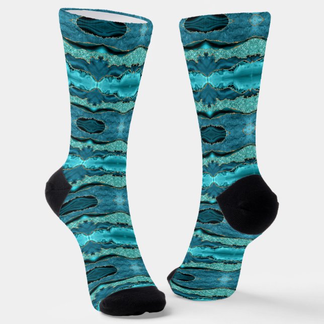 Chaussette Agate Turquoise Blue Gold Parties scintillant Turq (Angulaire)
