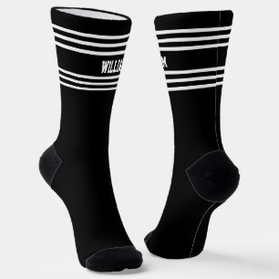 Chaussette Ajouter un nom Bandes noires sur Chaussettes blanc
