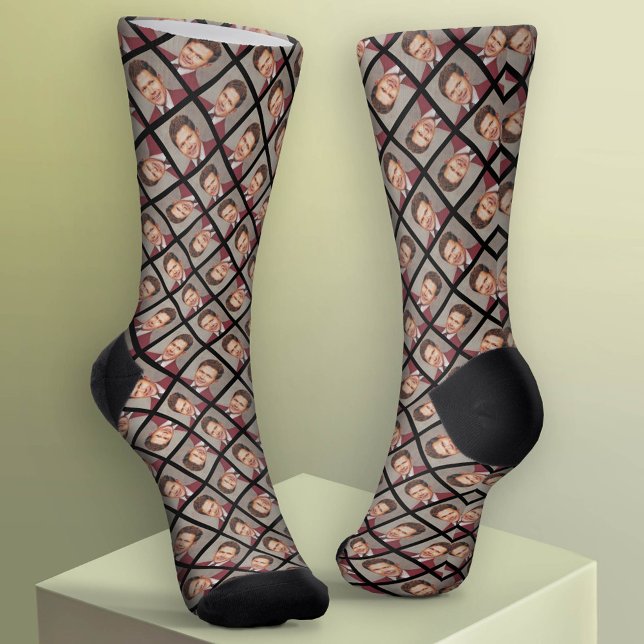 Chaussette Ajouter votre photo 1 pour faire un Motif - Noir (Custom Face Socks - Add Your Photo)