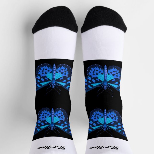 Chaussette Ajouter Votre Texte Beau Papillon Imprimé Hommes F (Haut)