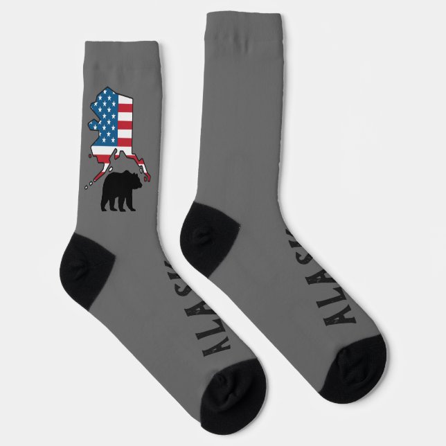 Chaussette Alaska and Bear Silhouette, US Flag (Droite)