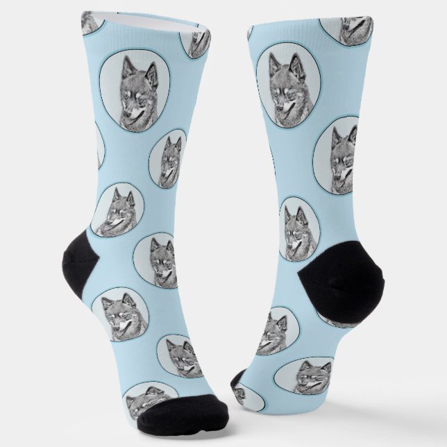 Chaussette Alaskan Klee Kai AKK Husky Peinture Cute Chien Art (Angulaire)