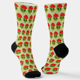 Chaussette Alien vert mignon en Motif de Santa Hat