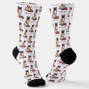 Chaussette Allons-y ! (marcher) Chien Carlin (pâle) Lèc mou