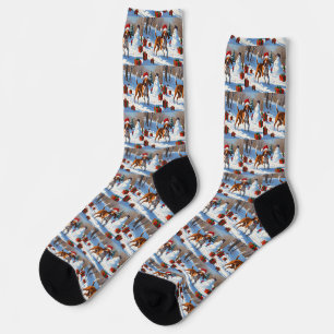 Chaussette American English Foxhound Noël Festive Neige