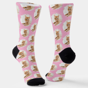 Chaussette Amoureux des chats Motif de photo personnalisé Ros