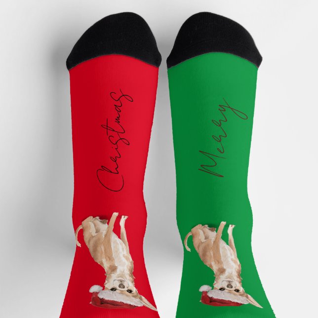 Chaussette Amoureux des chiens de Noël Terrier Motif Fun Red  (Haut)