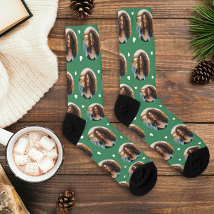 Chaussette Amusant Cœur de Photo de Petite Amie sur Fond Vert