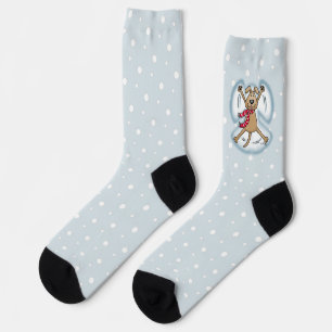 Chaussette Ange de neige Chien Amusant mignon Noël Vacances a