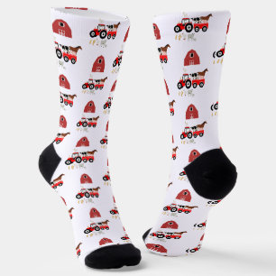 Chaussette Animaux de la ferme & motif de barnyard Red Tracto