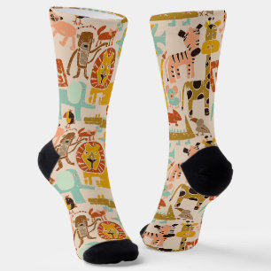 Chaussette Animaux de la jungle rétro mignonés
