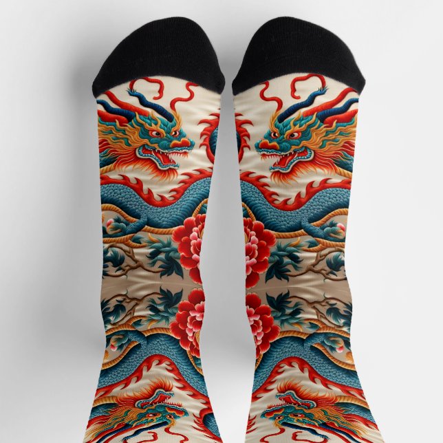 Chaussette Année chinoise du dragon Anniversaire de la "Brode (Haut)