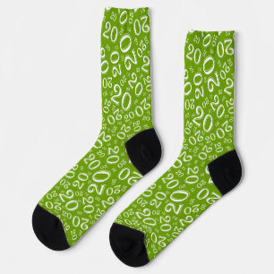 Chaussette Anniversaire 20 Ans Motif de Nombre Aléatoire Vert