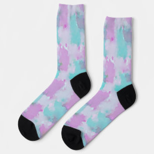 Chaussette Aqua aquarelle et chaussettes d'art rose