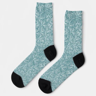 Chaussette Aqua Blue Floral Pattern Crazy Cute Socks