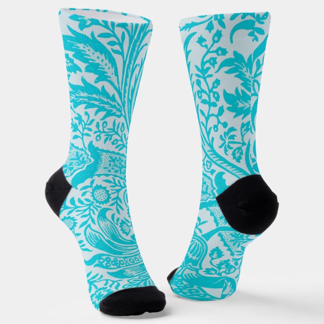 Chaussette Aqua Turquoise Blue Style Vintage Chaussettes à fl (Angulaire)