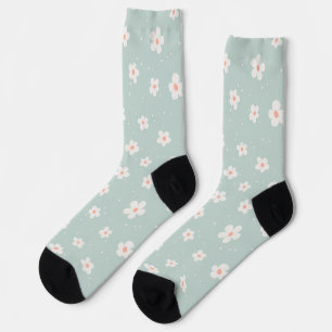 Chaussette Aquarelle bleu clair fille mûre florale