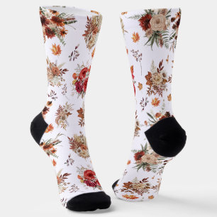 Chaussette aquarelle florale botanique automne femmes