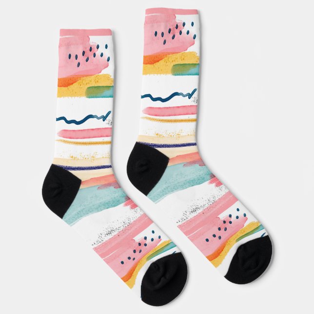 Chaussette Aquarelle Géométrique abstrait minimal moderne (Droite)