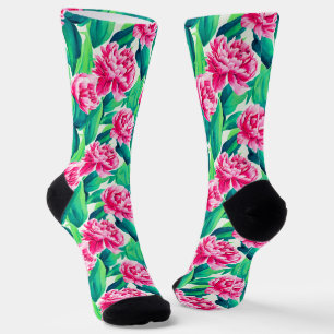 Chaussette Aquarelle Pink Peonis Imprimer