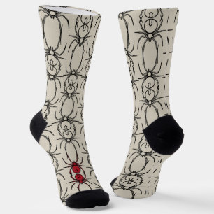 Chaussette Araignées - Blanche d'os et Noir de chaume