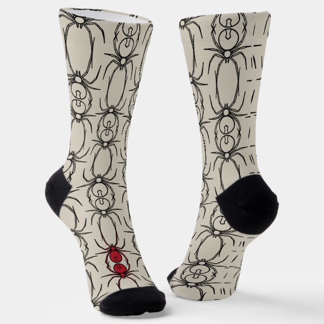 Chaussette Araignées - Blanche d'os et Noir de chaume (Angulaire)
