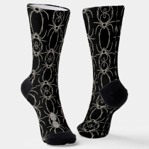 Chaussette Araignées - Noir de chauve-souris et Blanc d'os