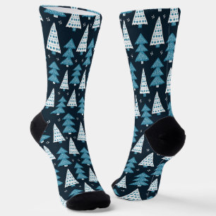 Chaussette Arbre de Noël bleu