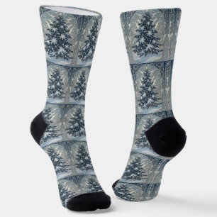 Chaussette Arbre de Noël élégant Flocons de neige et Étoiles