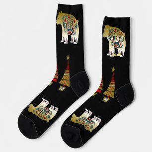 Chaussette Arbres de Noël artistiques nordiques Ours d'or Éto