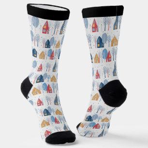 Chaussette Arbres de Noël et maisons motif