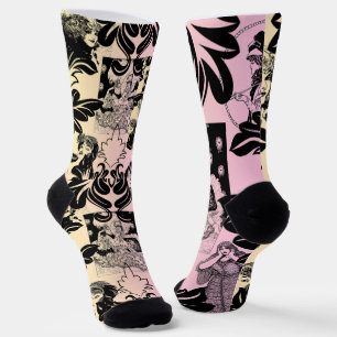 Chaussette Arc Déco vintage Damas de couleur âge victorien