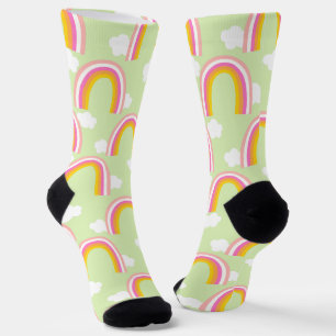 Chaussette Arc-en-ciel avec nuage vert clair