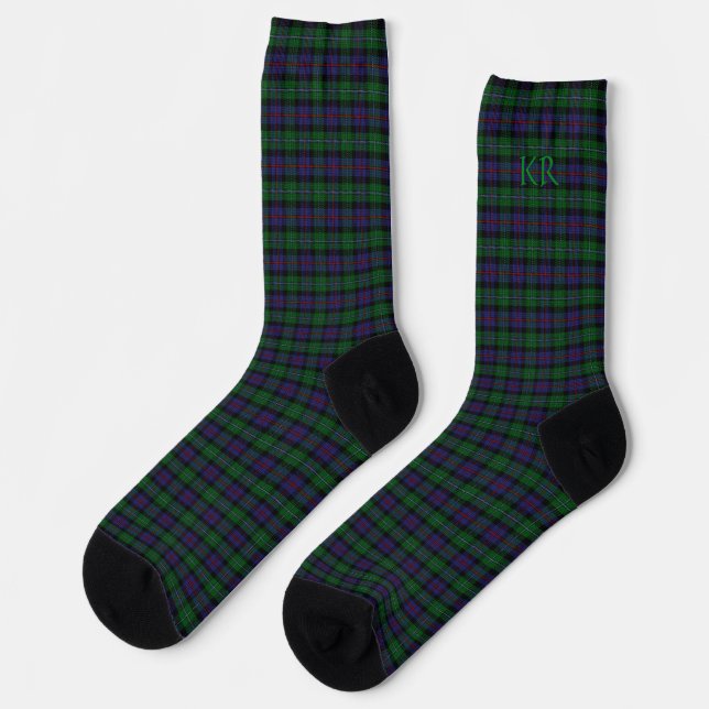Chaussette Argyll District Tartan avec monogramme / initiales (Gauche)
