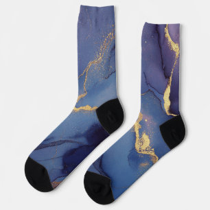 Chaussette Arrière - plan bleu avec stries et points d'or