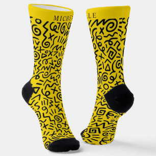 Chaussette Arrière - plan jaune personnalisé Motif Abstrait n