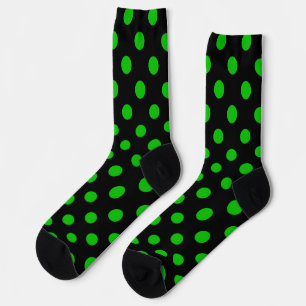 Chaussette Arrière - plan noir Pois verts