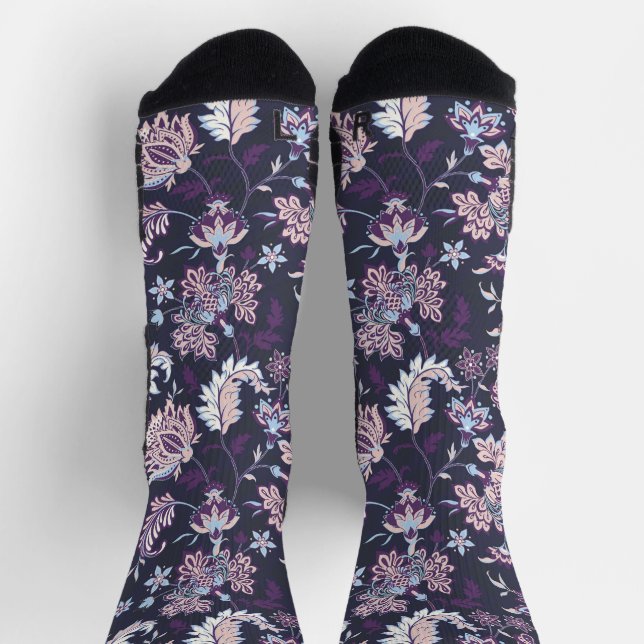Chaussette Arrière - plan violet Big Floral Motif sans joint (Haut)
