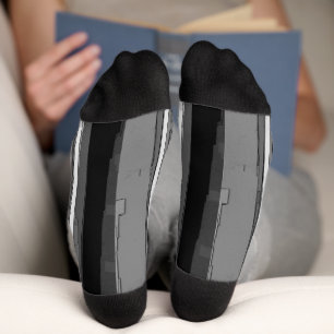 Chaussette Art abstrait en nuances de gris B&N 
