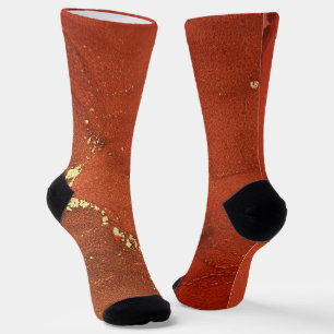 Chaussette Art abstrait liquide à l'encre alcoolique rouge et