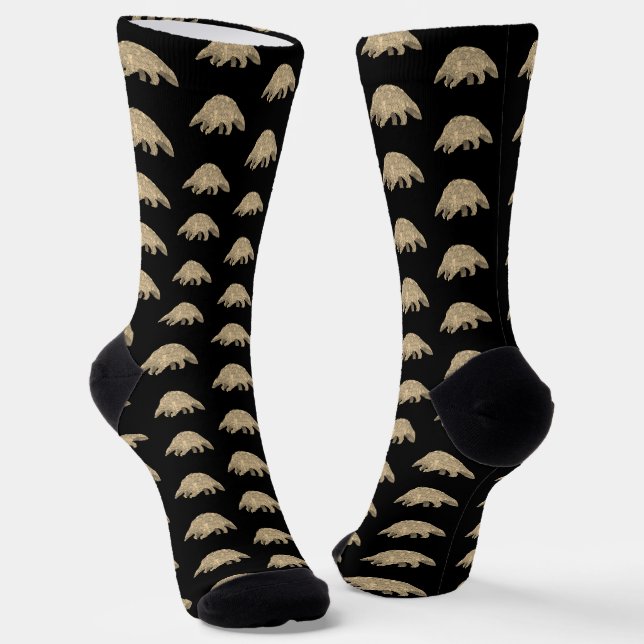 Chaussette Art Animal Pangolin Noir (Angulaire)