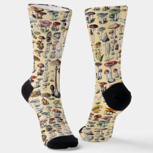 Chaussette Art botanique cottagecore vintage de champignons f